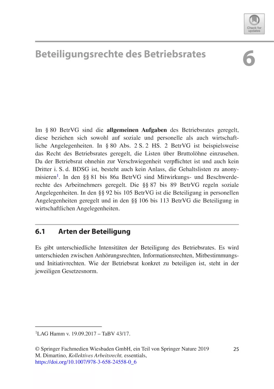 6 Beteiligungsrechte des Betriebsrates
6.1	Arten der Beteiligung