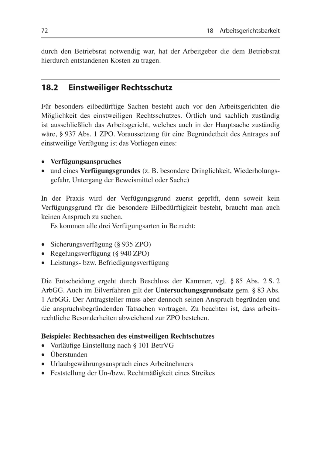 18.2	Einstweiliger Rechtsschutz