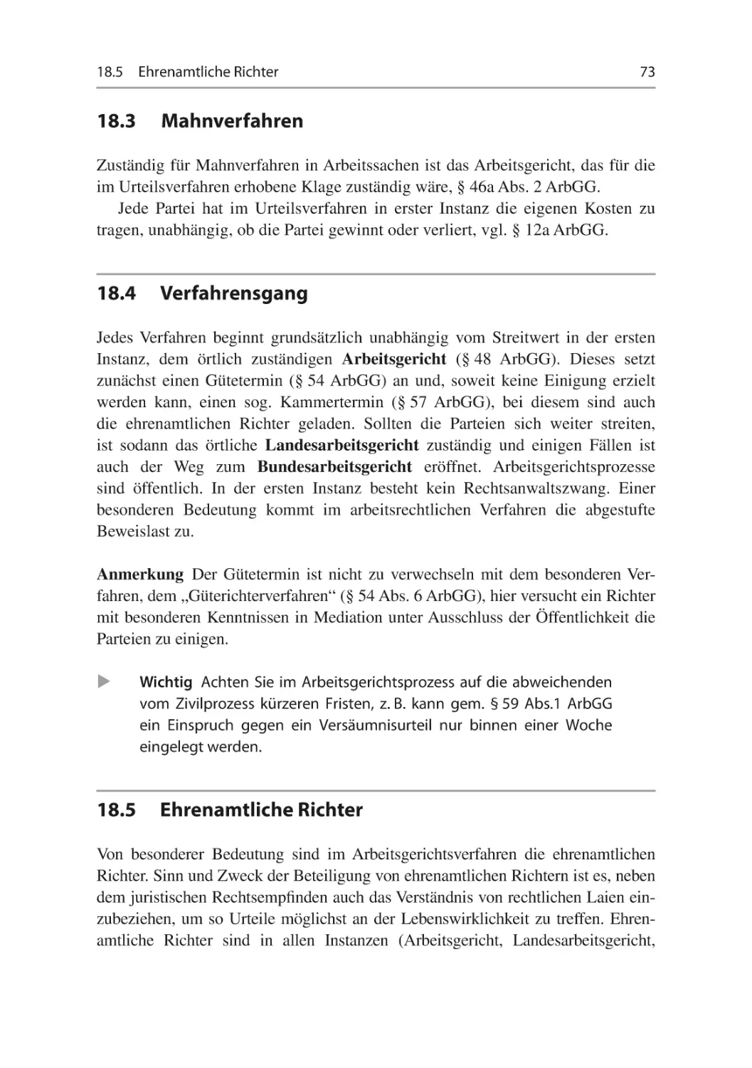 18.3	Mahnverfahren
18.4	Verfahrensgang
18.5	Ehrenamtliche Richter