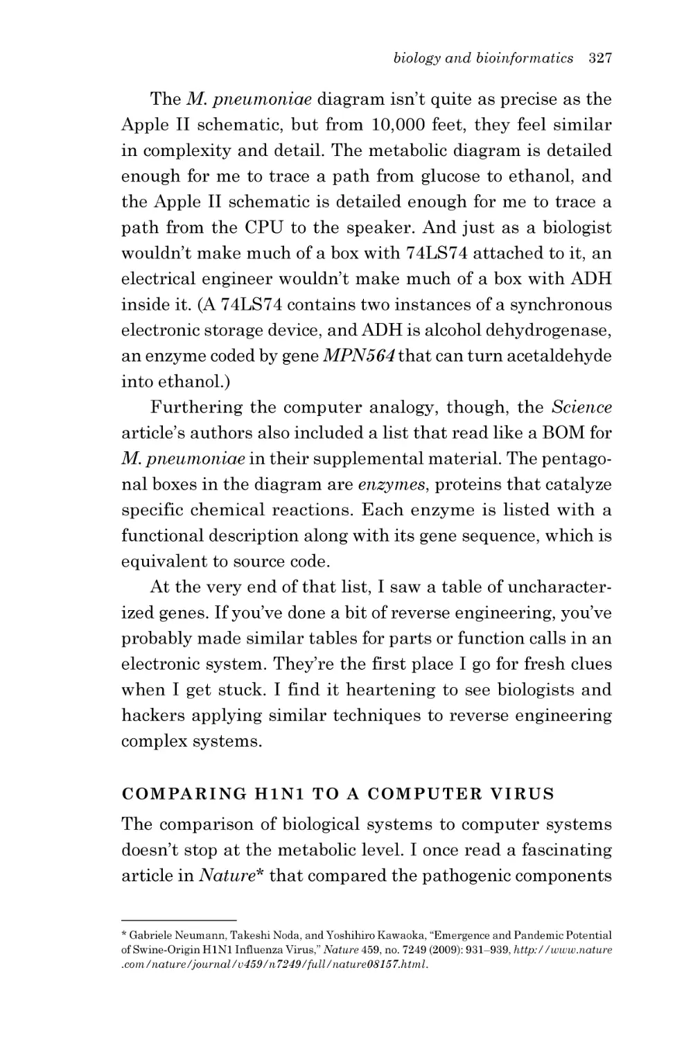 Comparing H1N1 to a Computer Virus