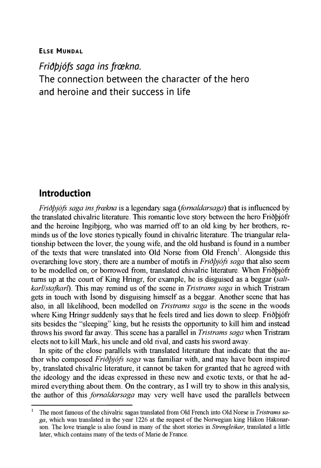 Else Mundal. Fridpjofs saga ins frokna. The Connection between the Character of the Hero and Heroine and their Success in Life / Эльсе Мундал «Сага о Фритьофе Смелом»: Связь между характерами героя и героини и их успехом в жизни