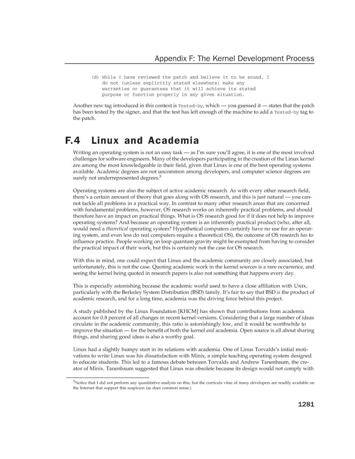 F.4 Linux and Academia