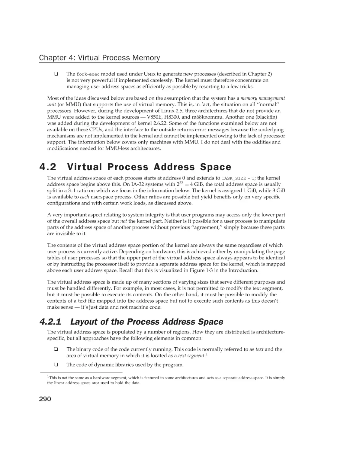 4.2 Virtual Process Address Space