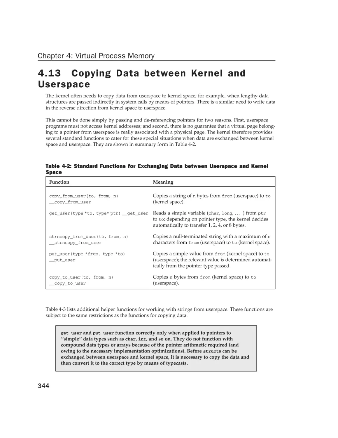 4.13 Copying Data between Kernel and Userspace