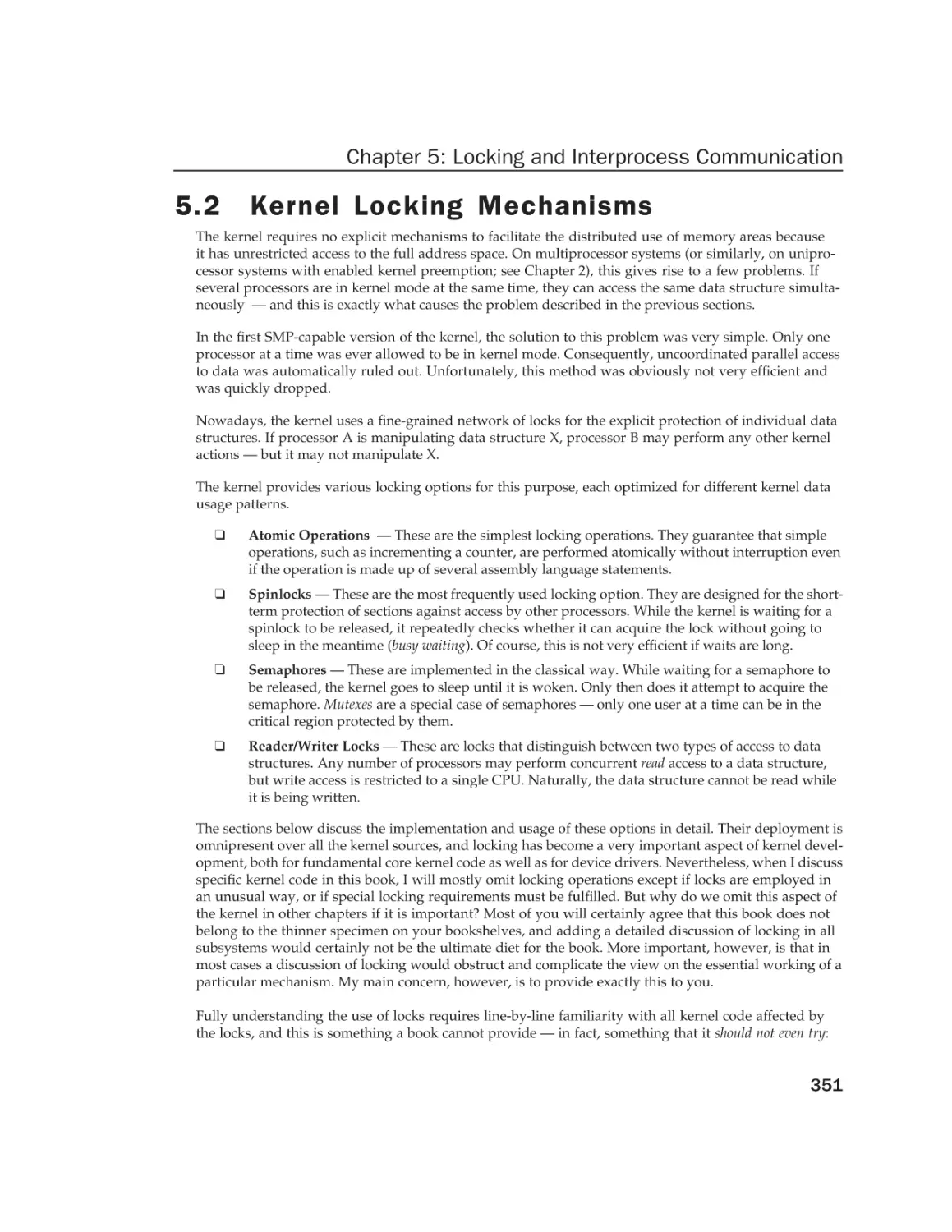 5.2 Kernel Locking Mechanisms