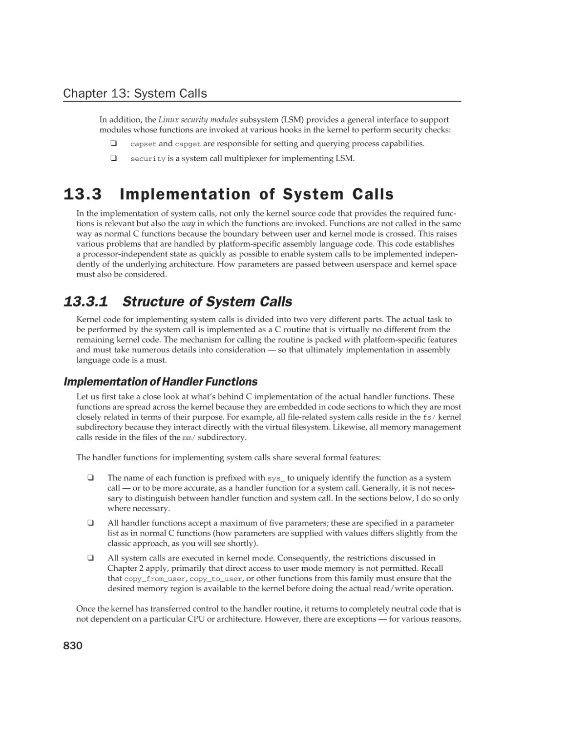 13.3 Implementation of System Calls