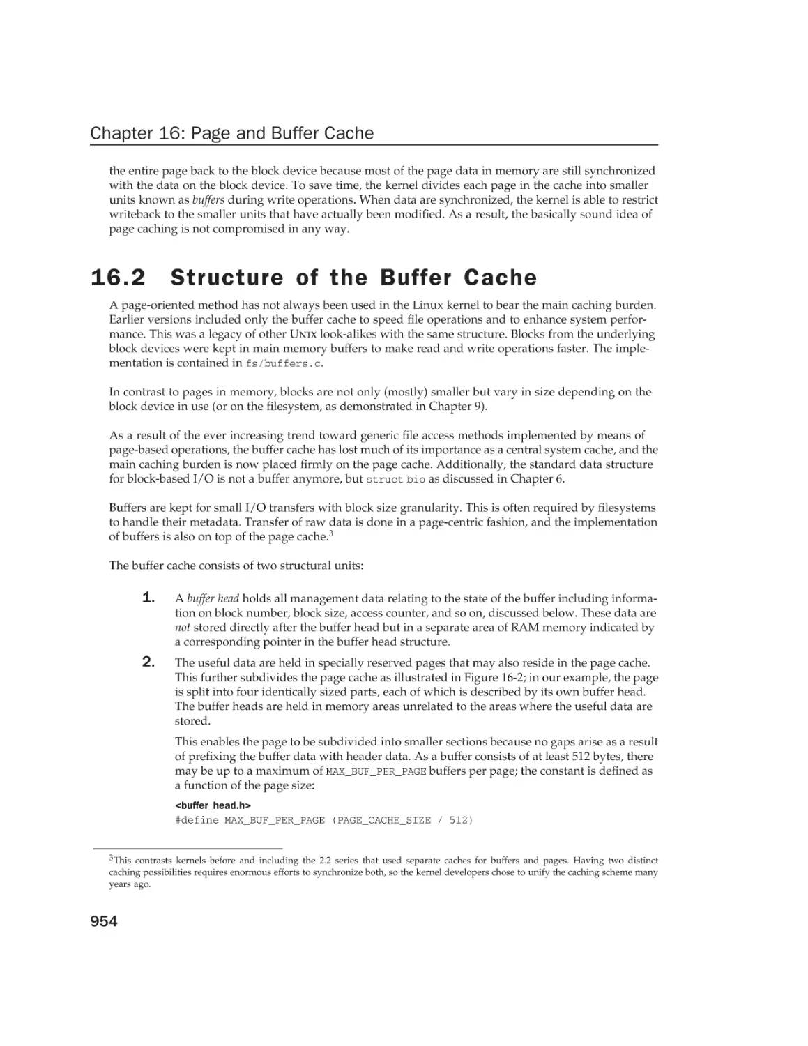 16.2 Structure of the Buffer Cache