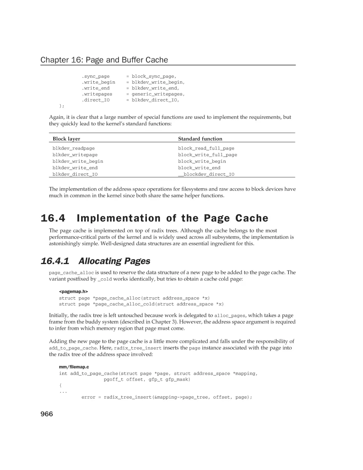 16.4 Implementation of the Page Cache