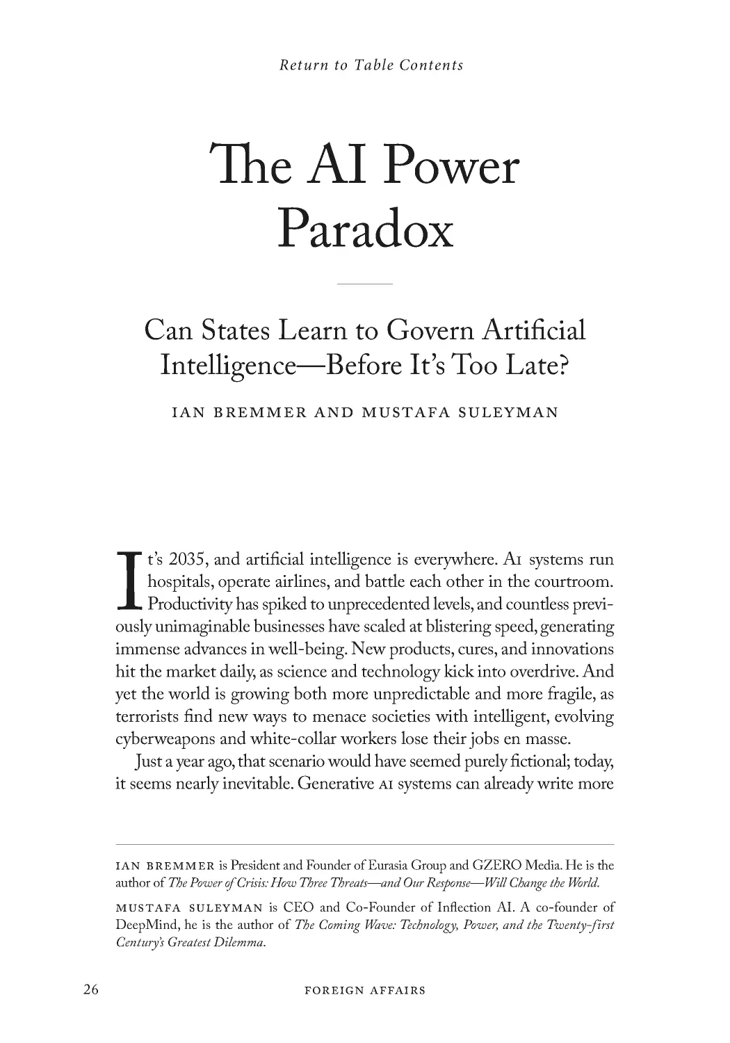 The AI Power Paradox