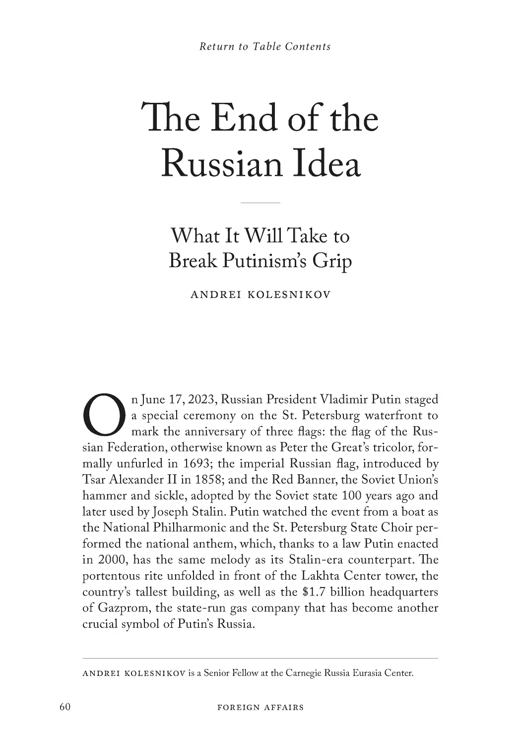 The End of the Russian Idea