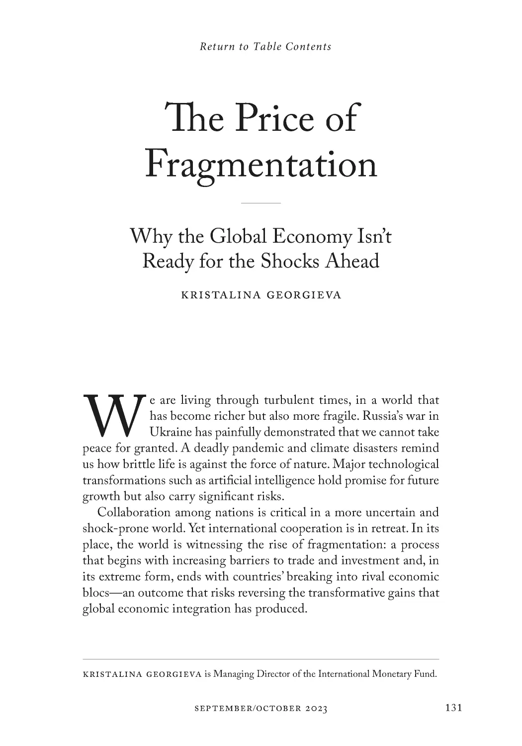 The Price of Fragmentation