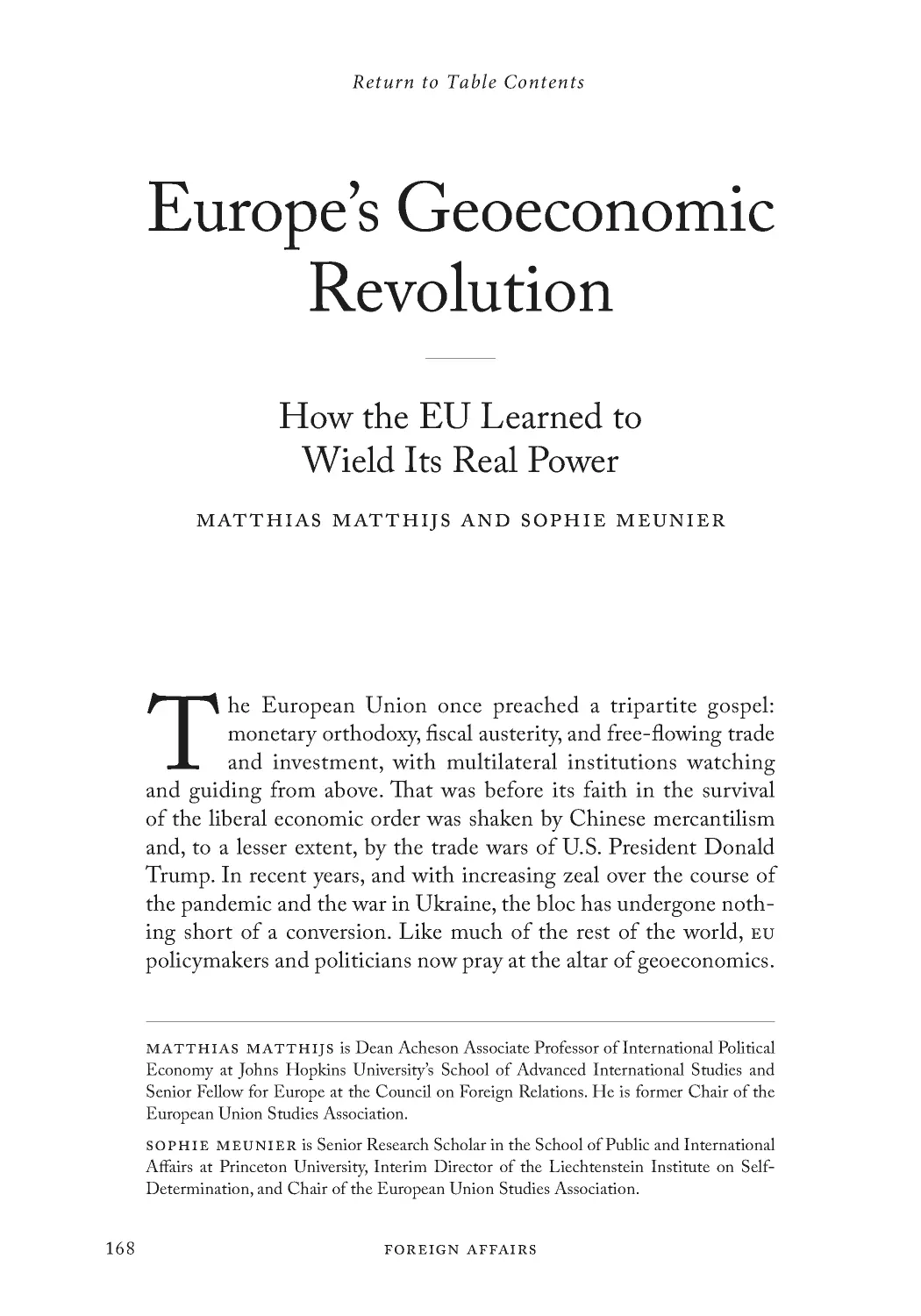 Europe’s Geoeconomic Revolution