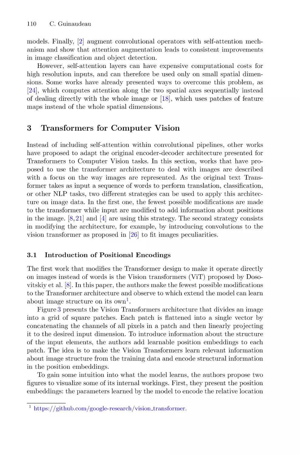 3 Transformers for Computer Vision
3.1 Introduction of Positional Encodings