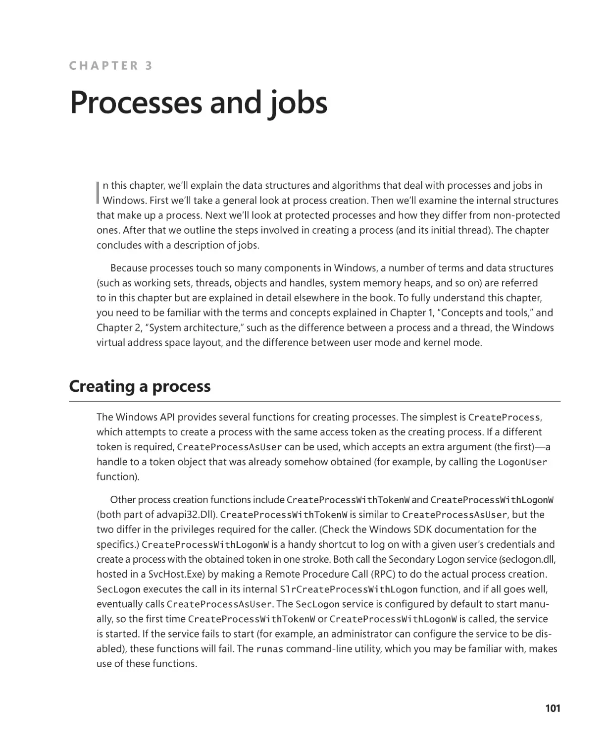 Chapter 3 Processes and jobs
Creating a process