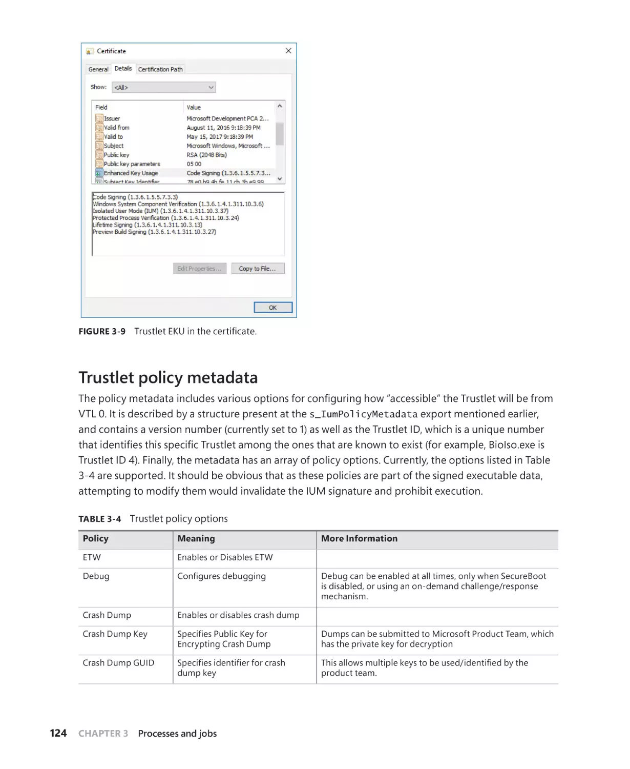 Trustlet policy metadata