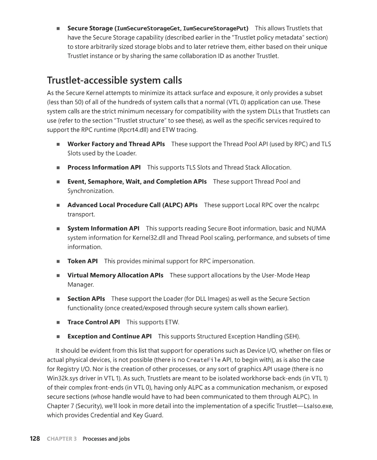 Trustlet-accessible system calls