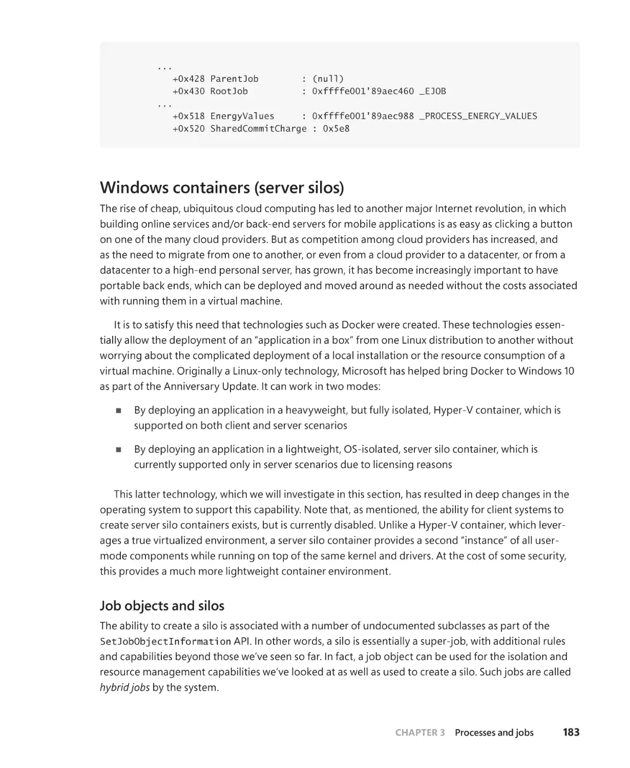 Windows containers (server silos)