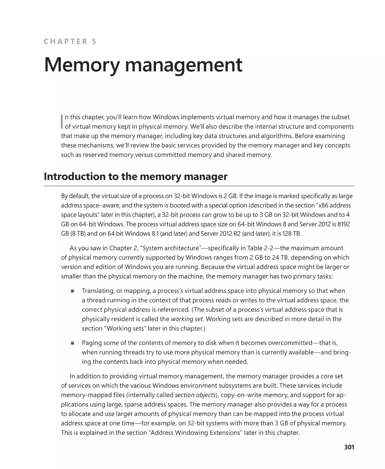 Chapter 5 Memory management
Introduction to the memory manager