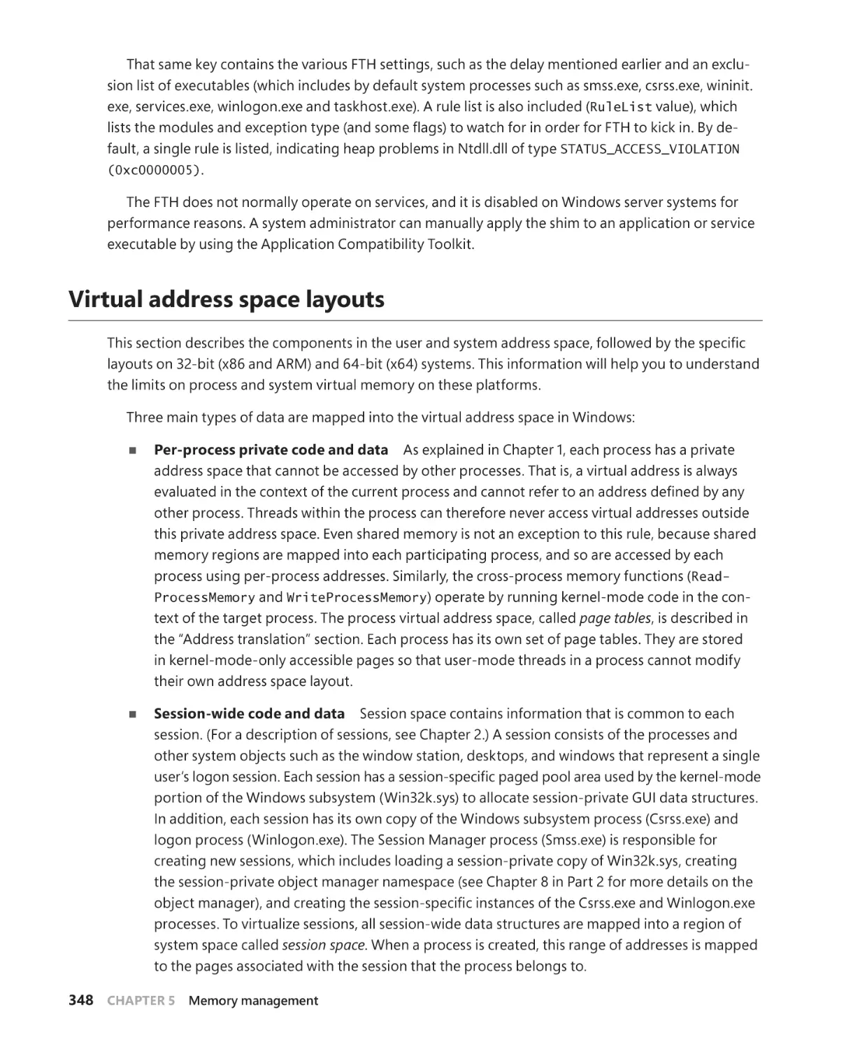 Virtual address space layouts