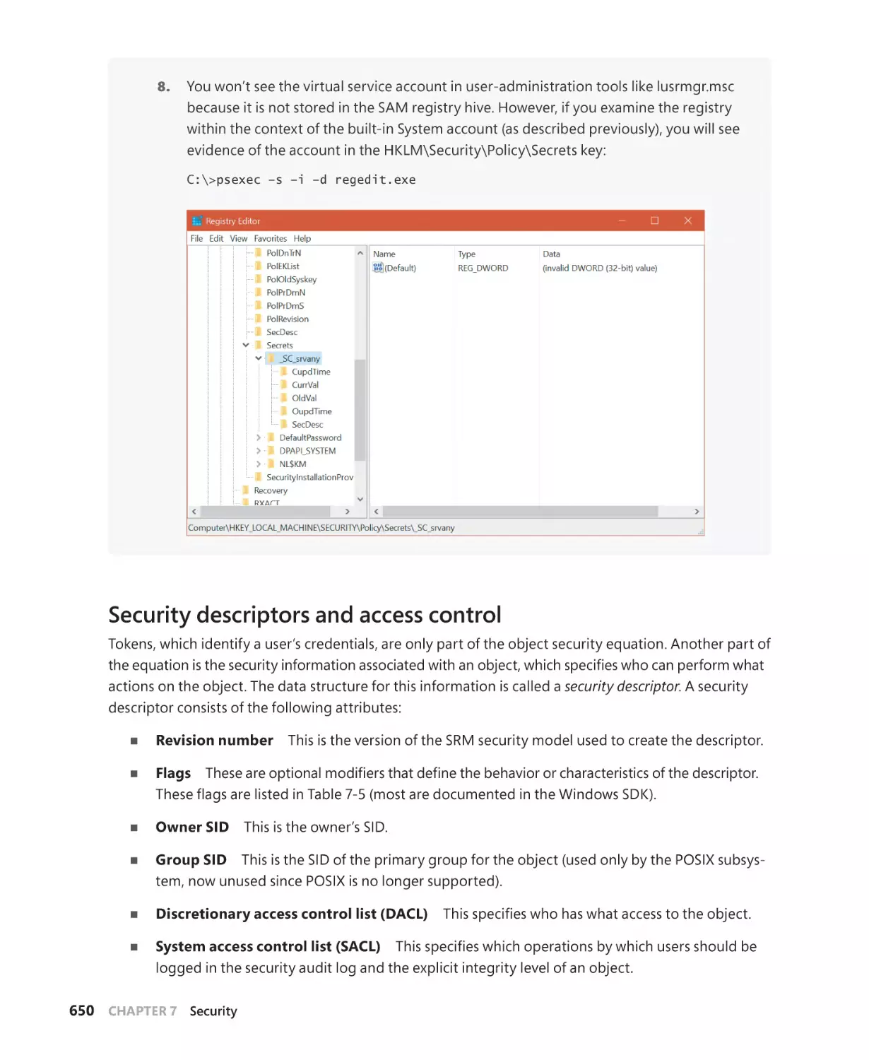 Security descriptors and access control