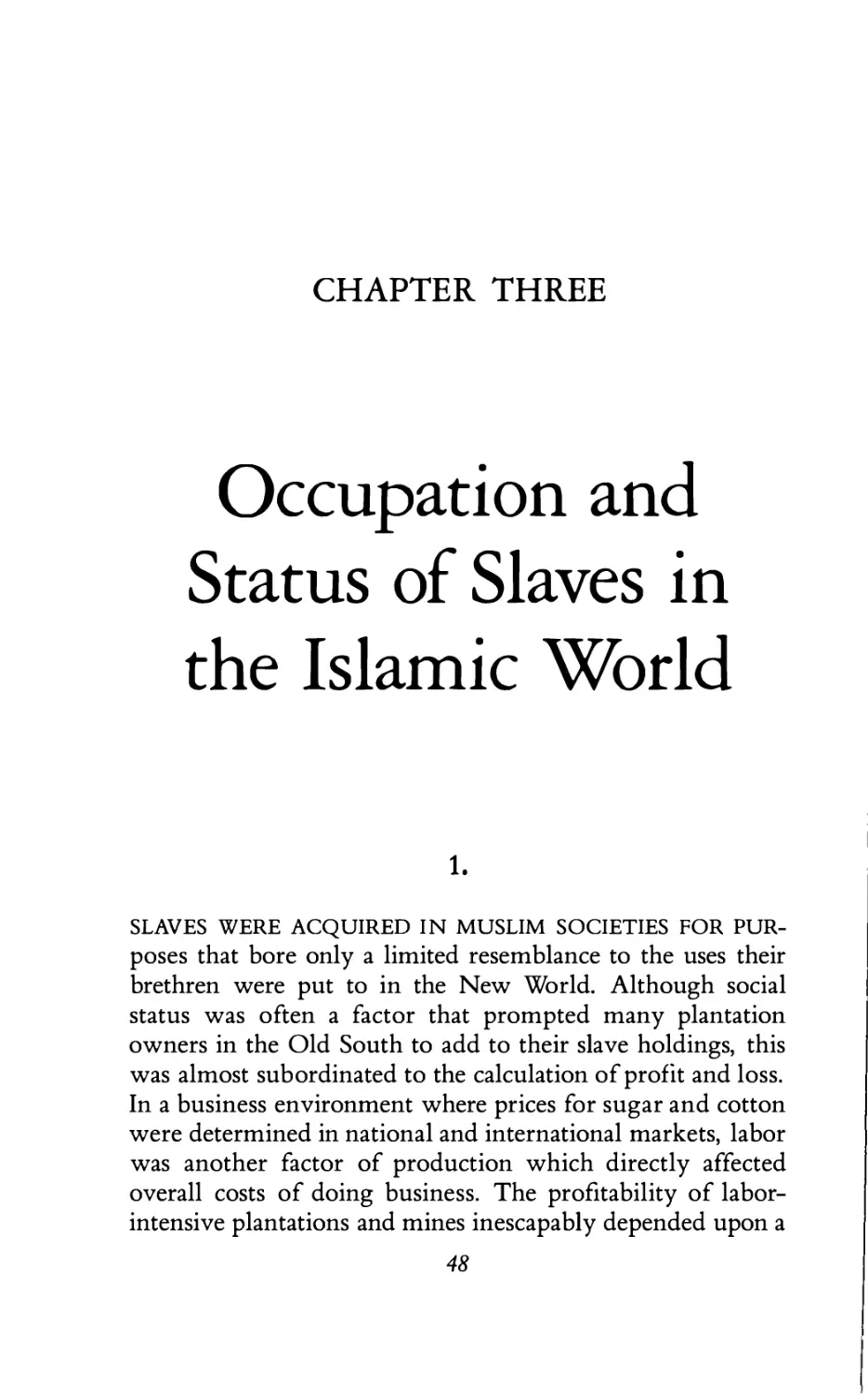 3. Occupation and Status of Slaves in the Islamic World