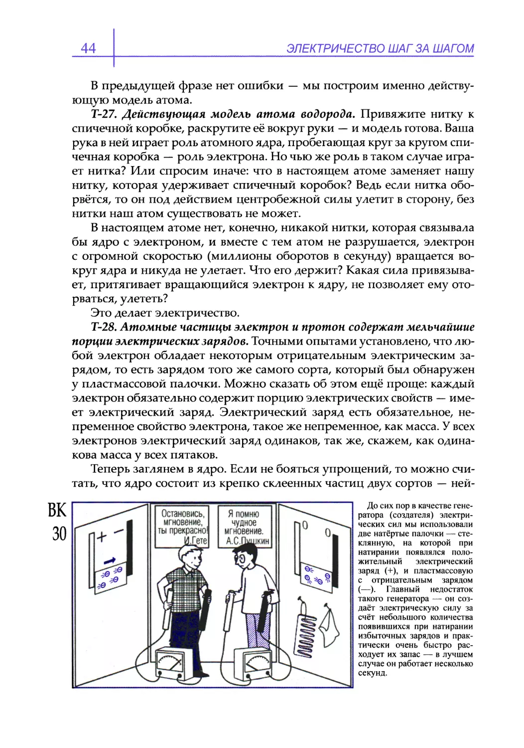 Т-27. Действующая модель атома водорода
Т-28. Атомные частицы электрон и протон содержат мельчайшие порции электрических зарядов