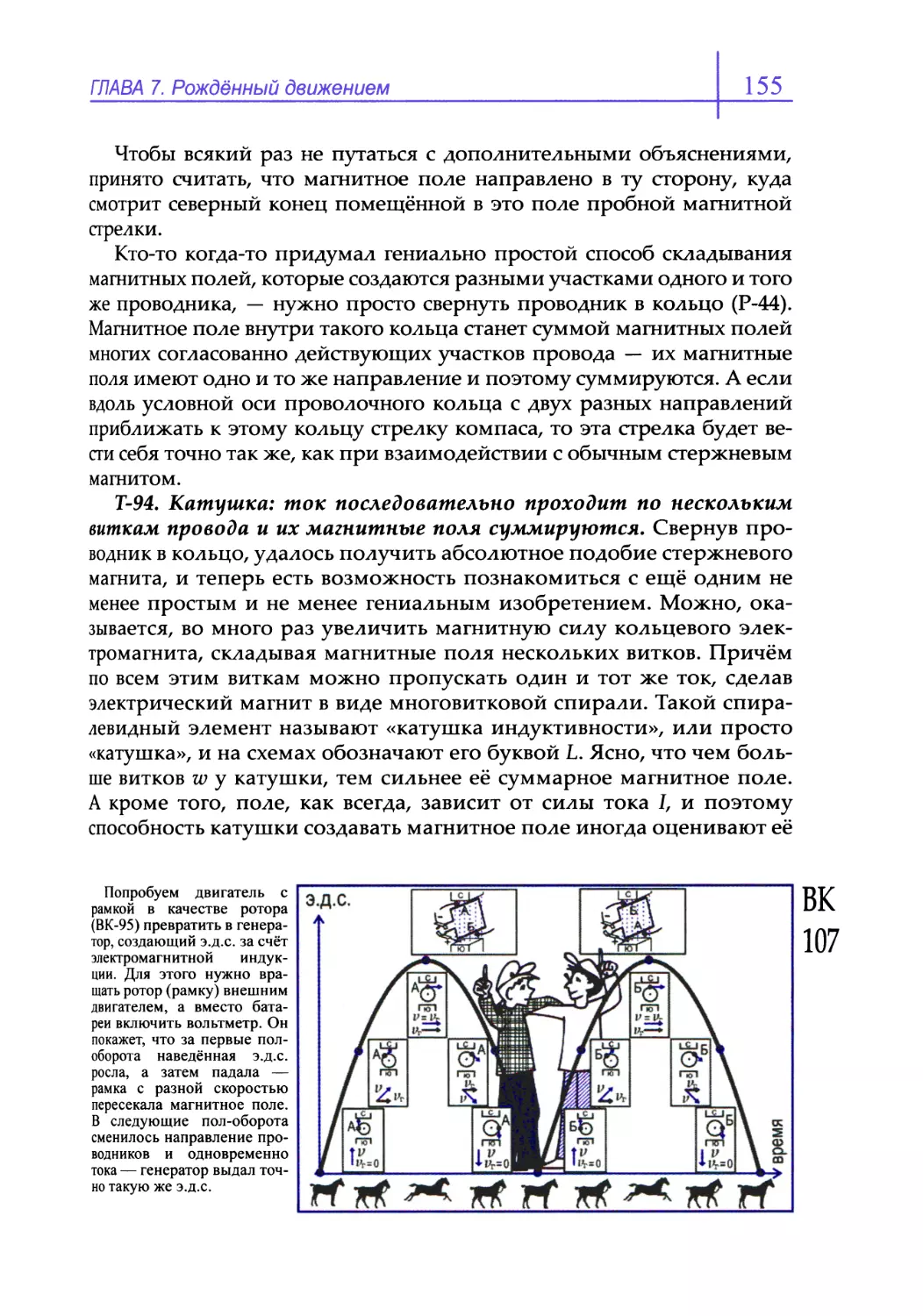 Т-94. Катушка: ток последовательно проходит по нескольким виткам провода и их магнитные поля суммируются