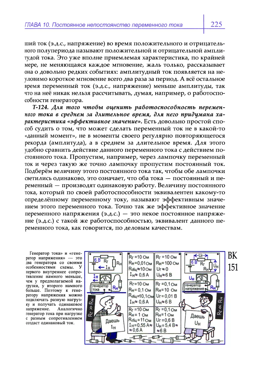 Т-124. Для того чтобы оценить работоспособность переменного тока в среднем за длительное время, для него придумана характеристика «эффективное значение»