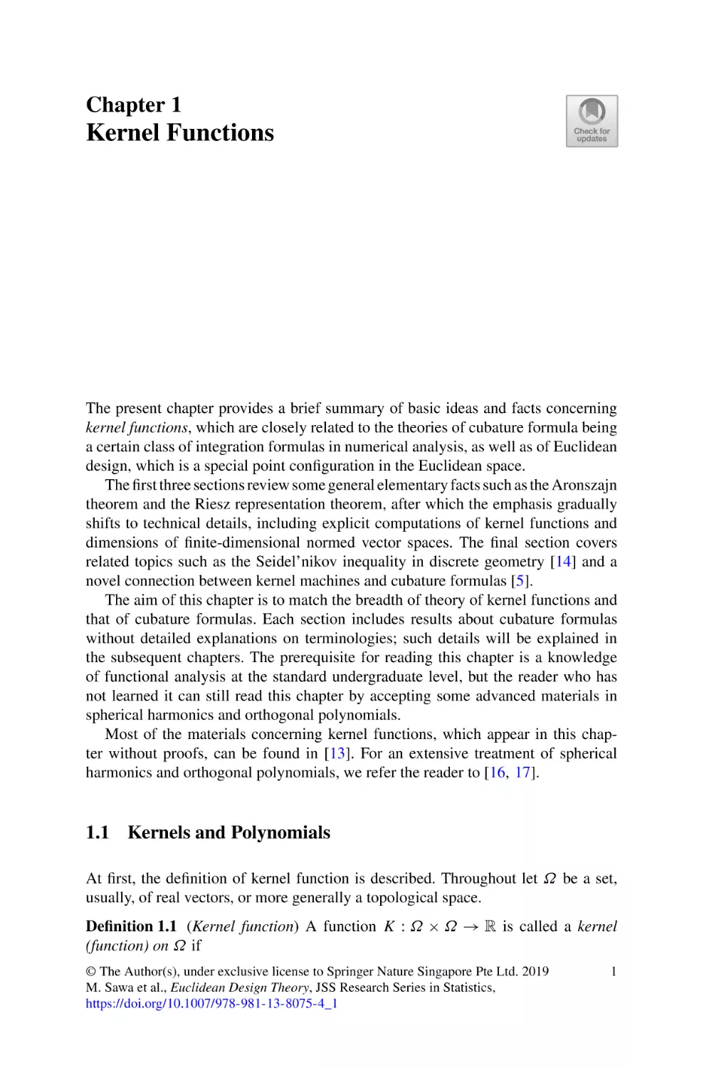 1 Kernel Functions
1.1 Kernels and Polynomials