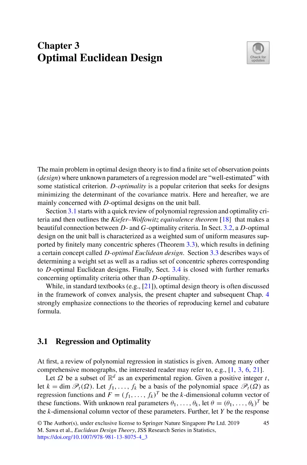 3 Optimal Euclidean Design
3.1 Regression and Optimality