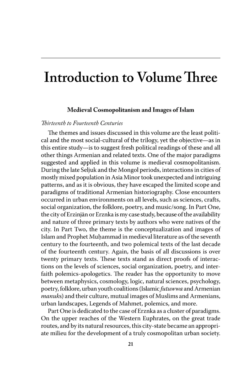 Introduction to Volume Three