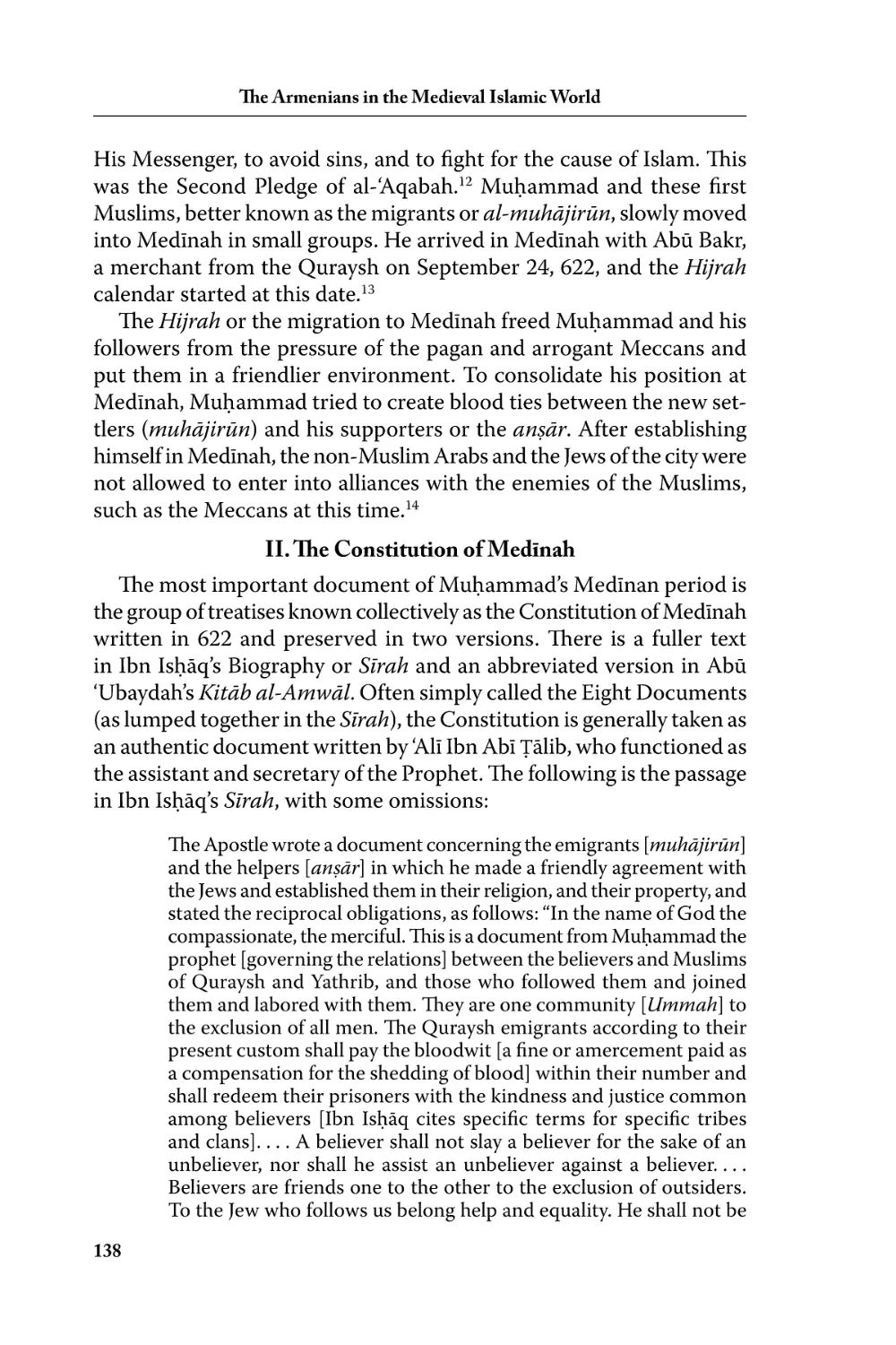 II. The Constitution of Medīnah
