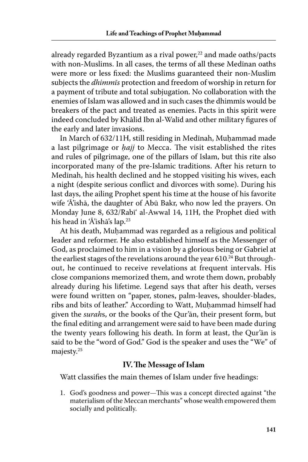 IV. The Message of Islam
