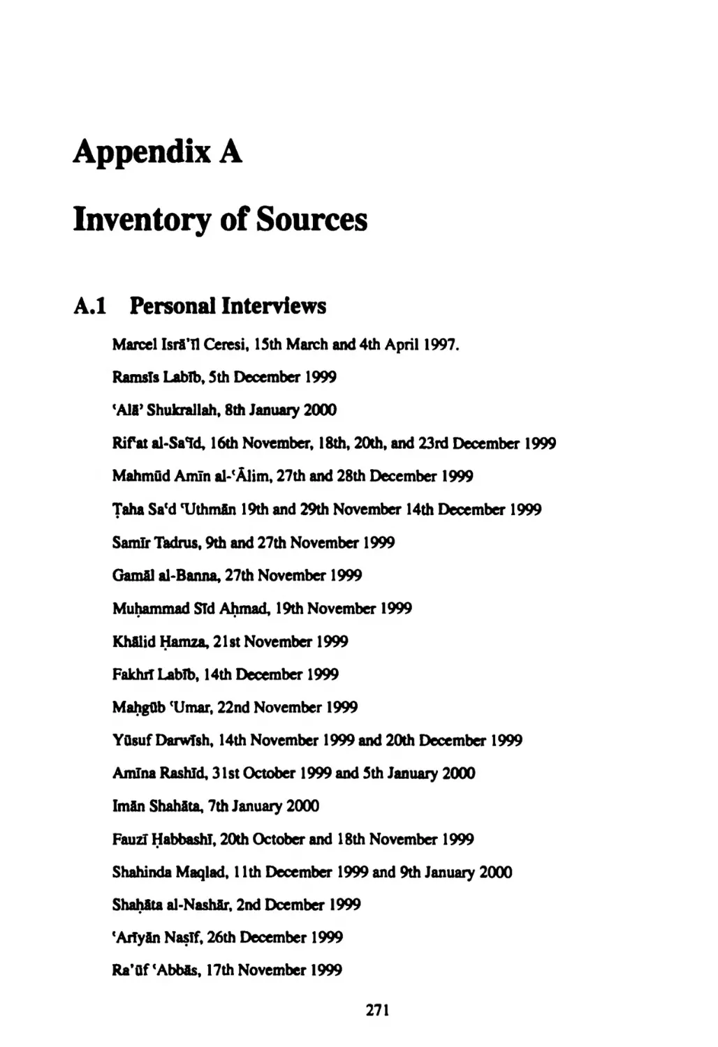 Inventory of Sources