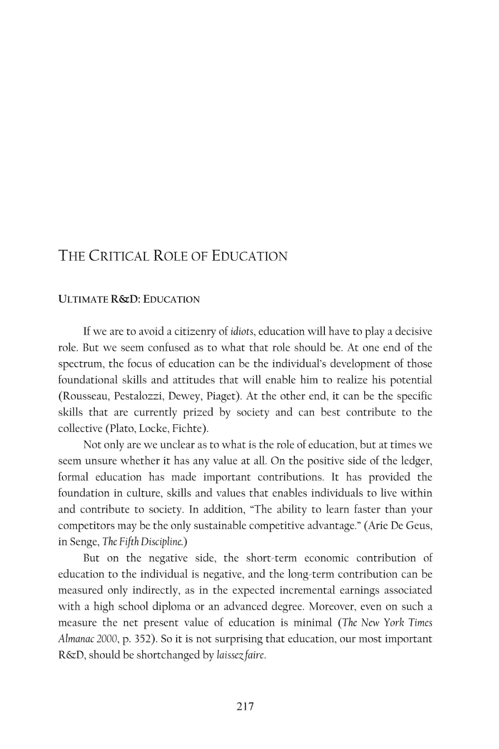 The Critical Role of Education
Ultimate R&D