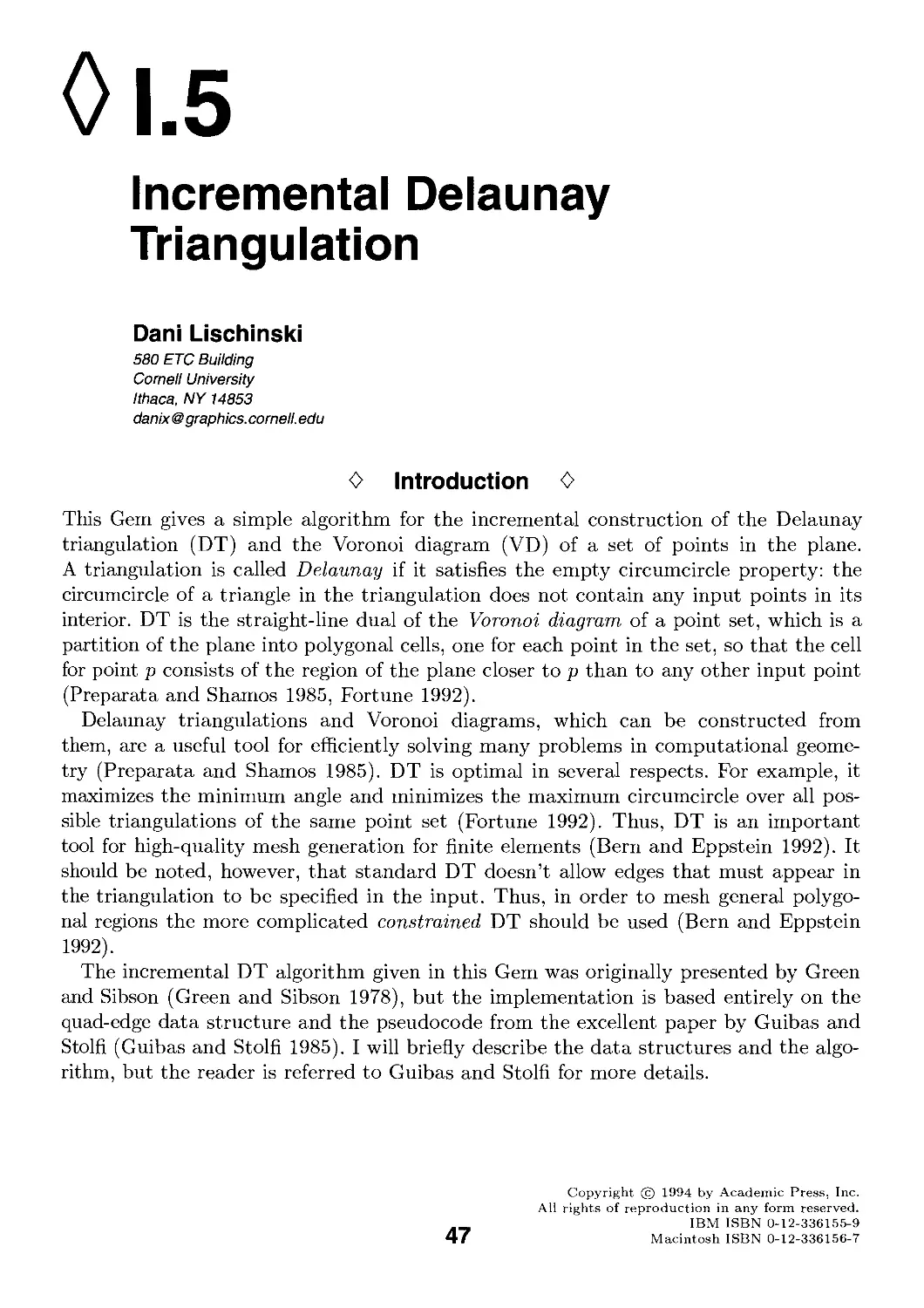 I.5. Incremental Delaunay Triangulation by Dani Lischinsl<i