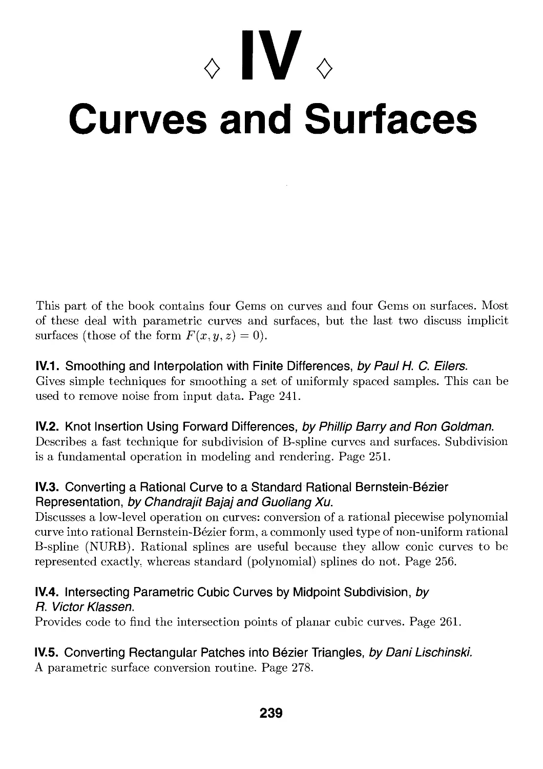 IV. Curves and Surfaces