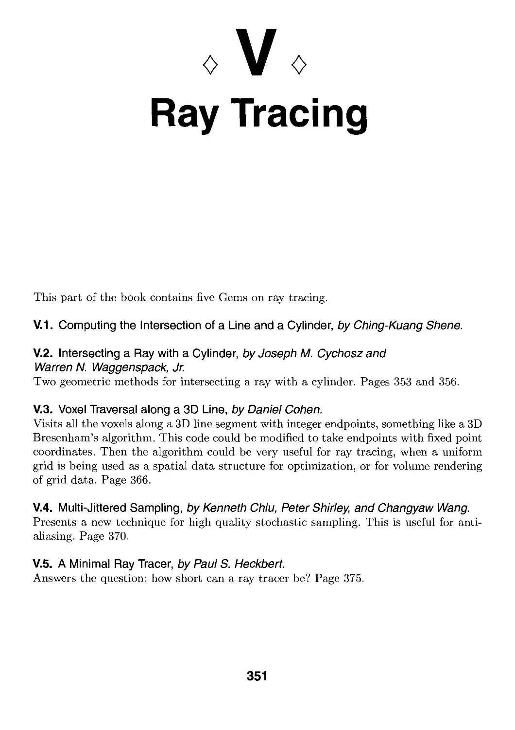 V. Ray Tracing