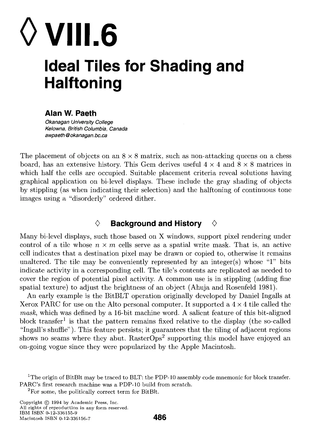 VIII.6. Ideal Tiles for Shading and Halftoning by Alan W. Paeth