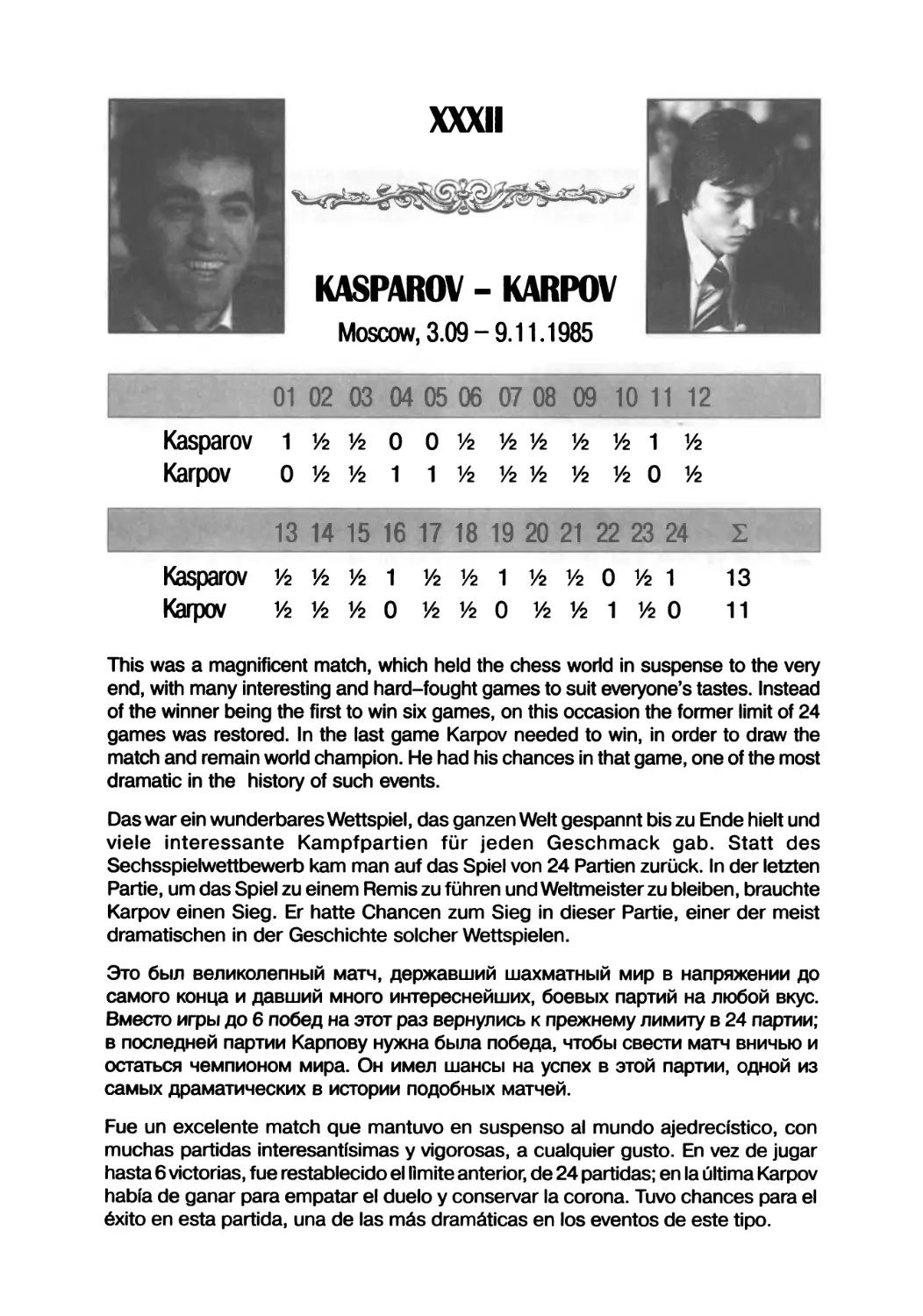 Karpov — Kasparov, 1985