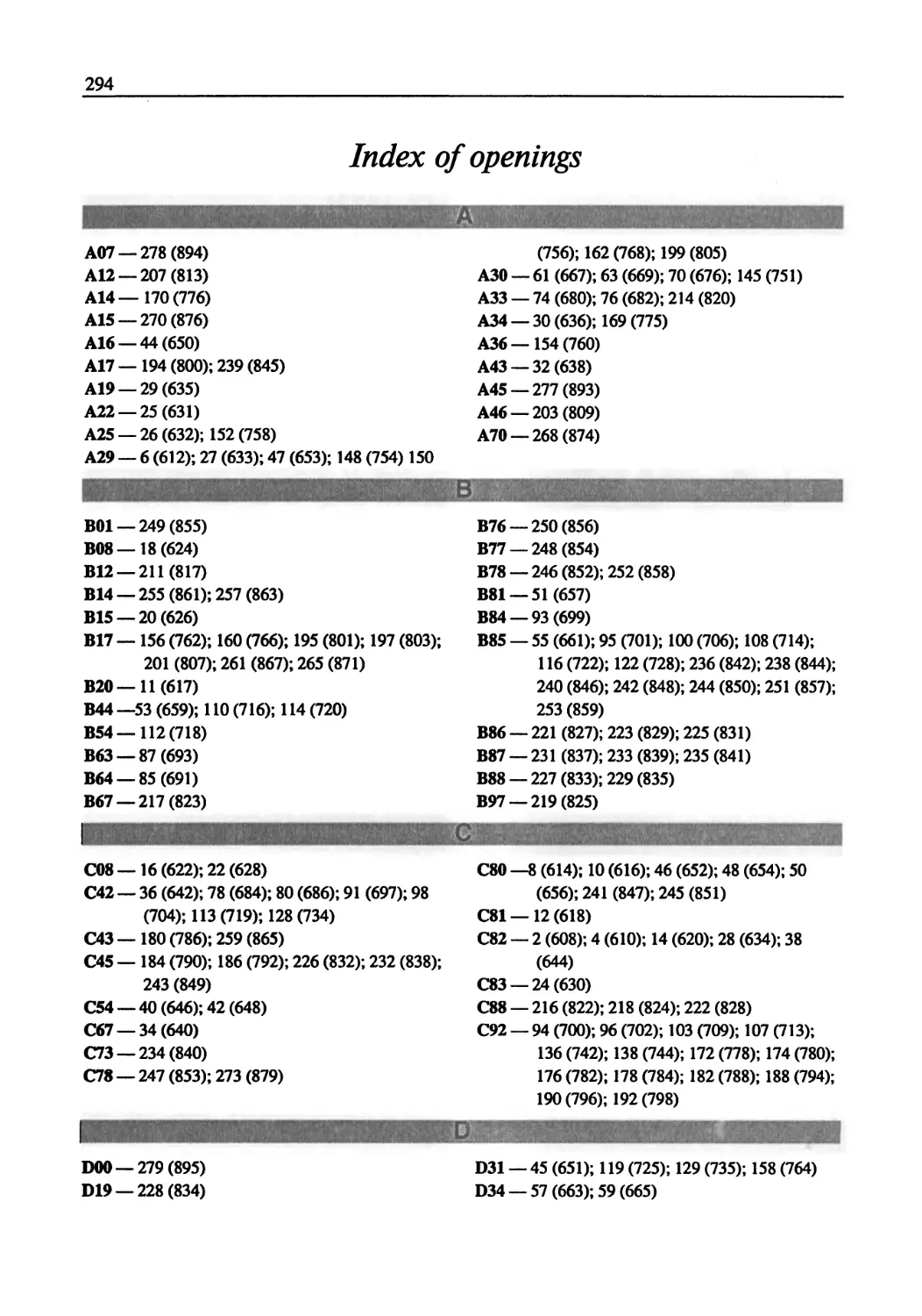 Index of Openings