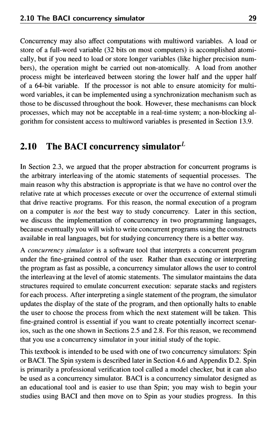 2.10 The BACI concurrency simulator