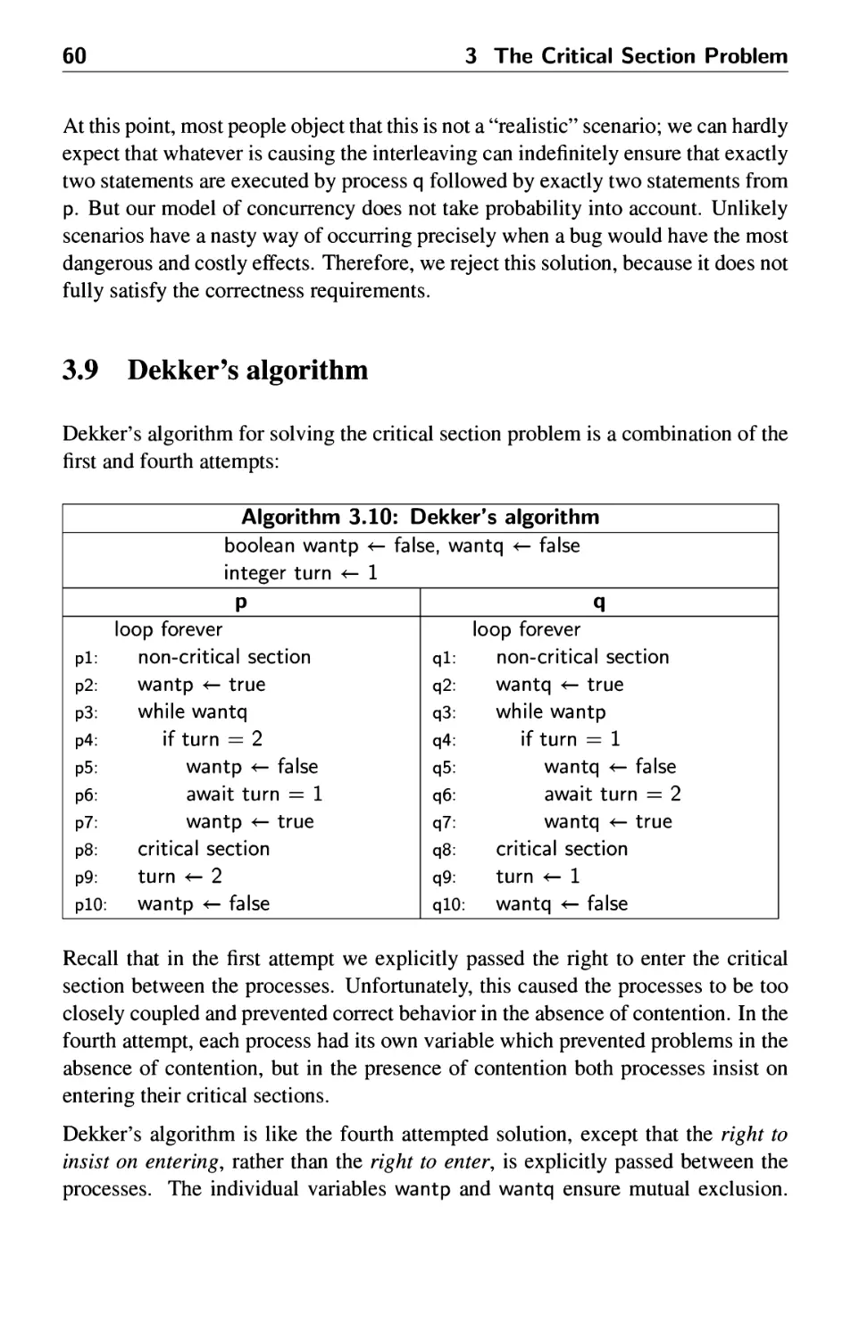 3.9 Dekker's algorithm