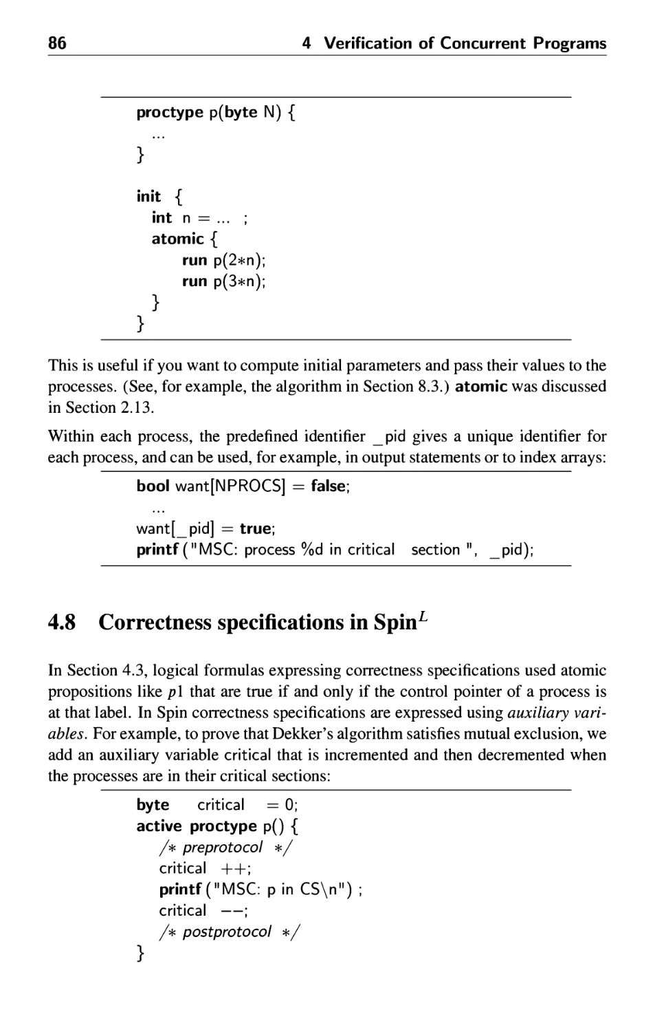 4.8 Correctness specifications in Spin