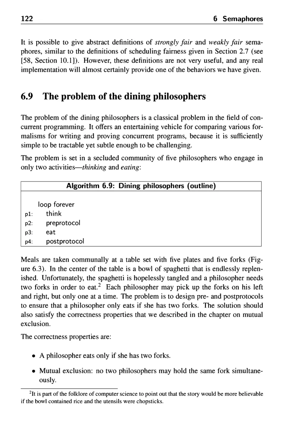 6.9 The problem of the dining philosophers
