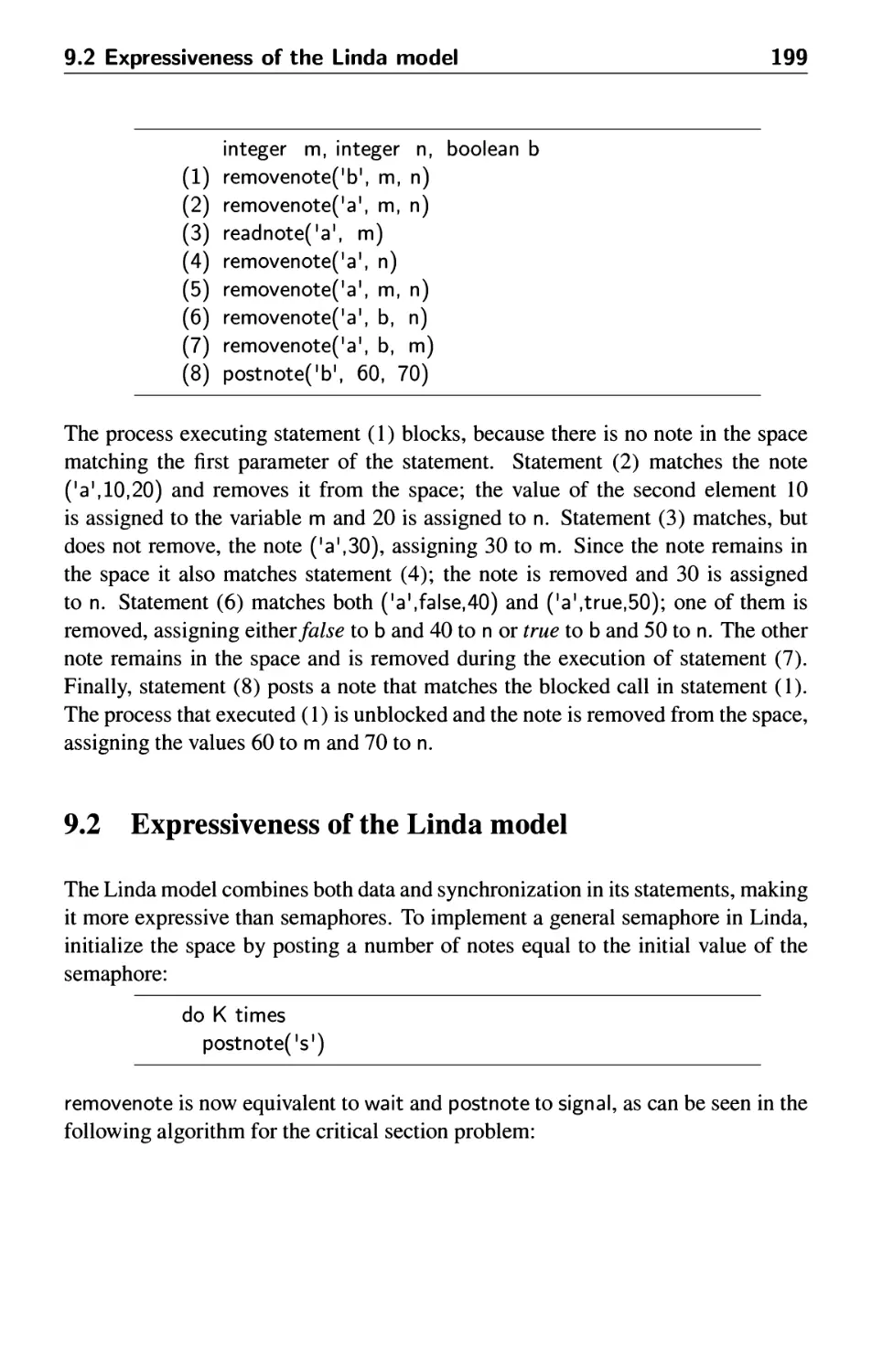 9.2 Expressiveness of the Linda model