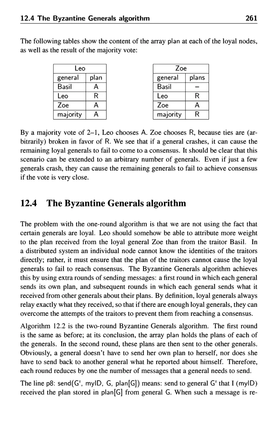 12.4 The Byzantine Generals algorithm