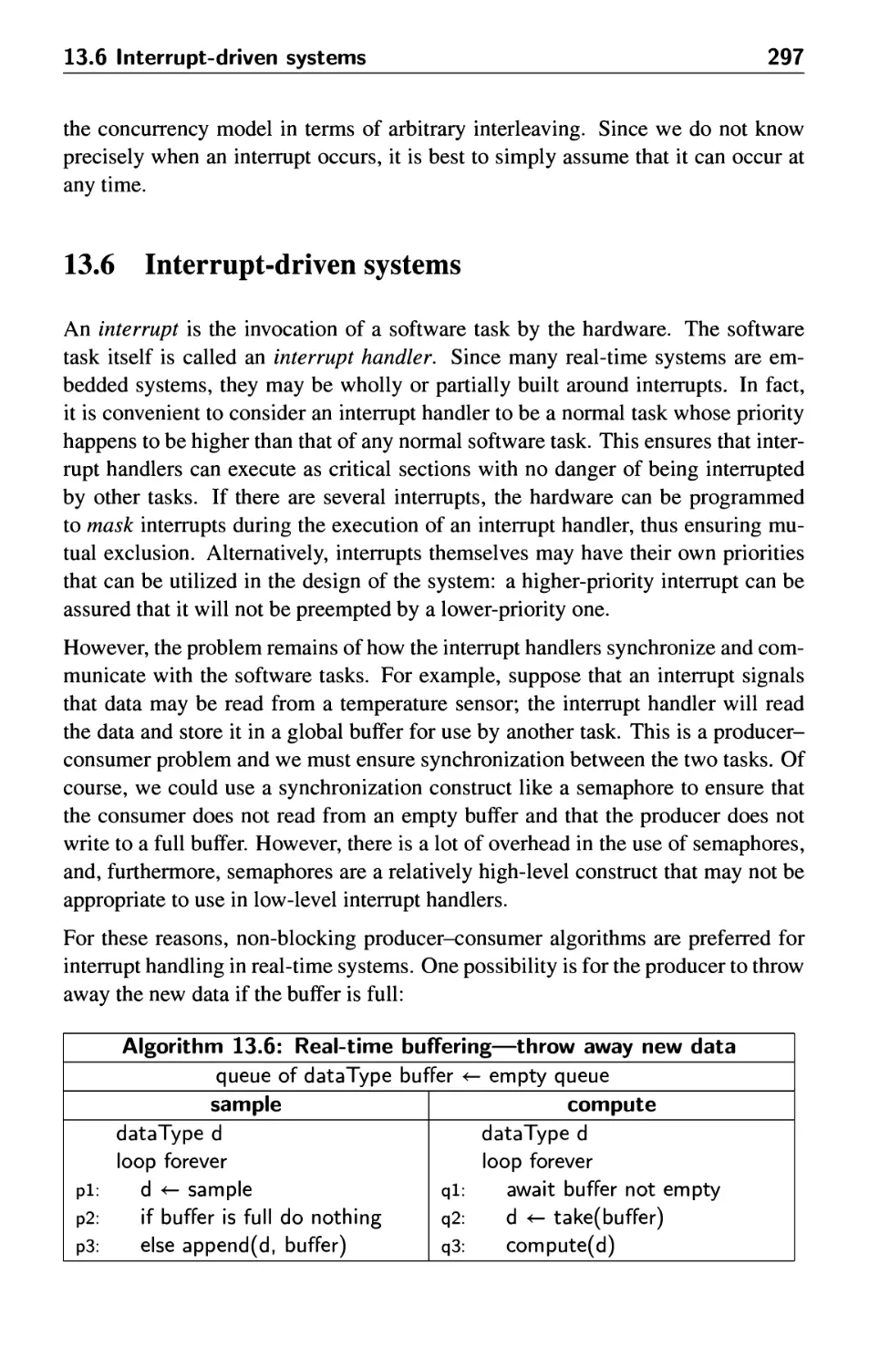 13.6 Interrupt-driven systems