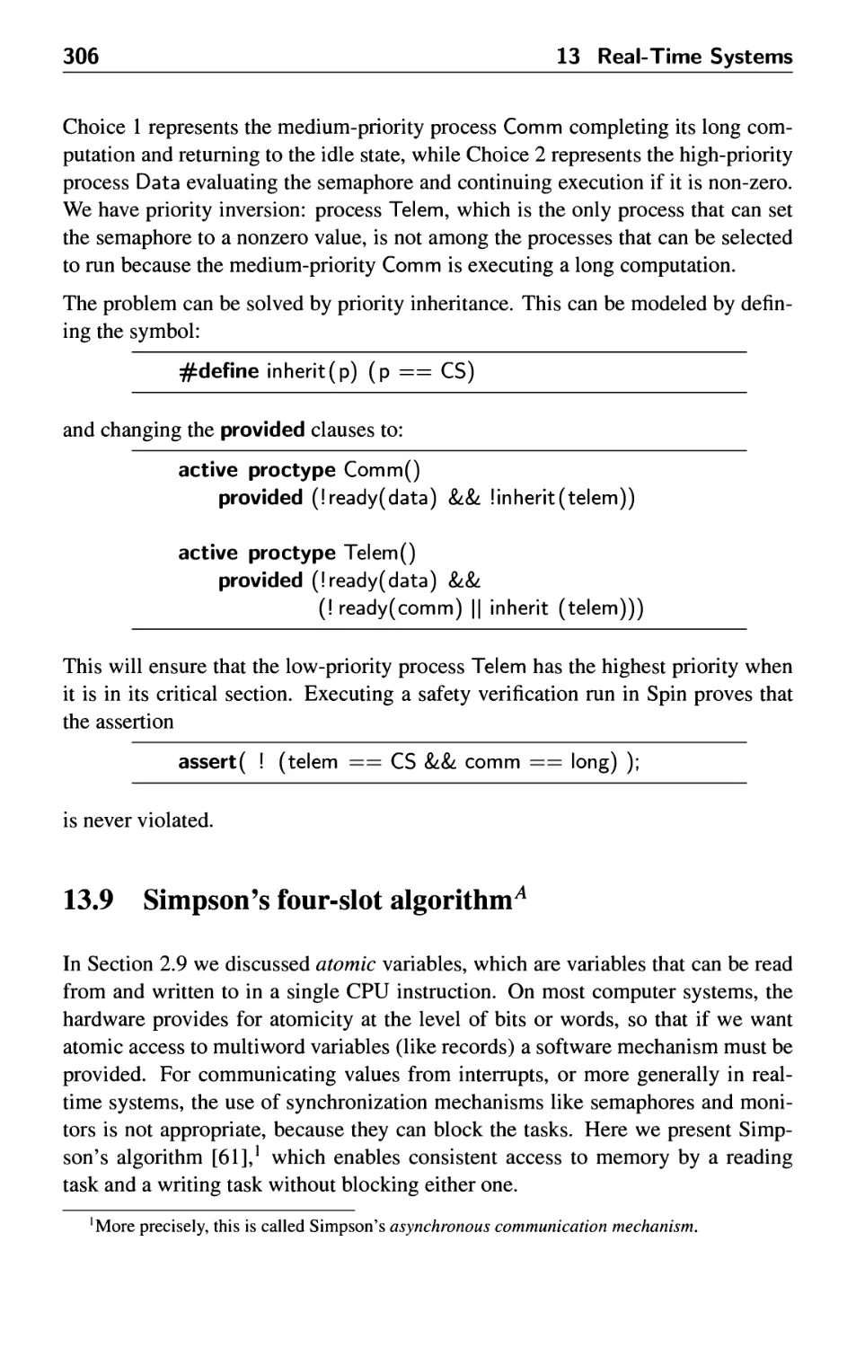 13.9 Simpson's four-slot algorithm
