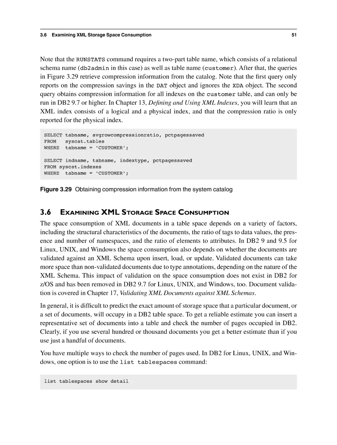 3.6 Examining XML Storage Space Consumption